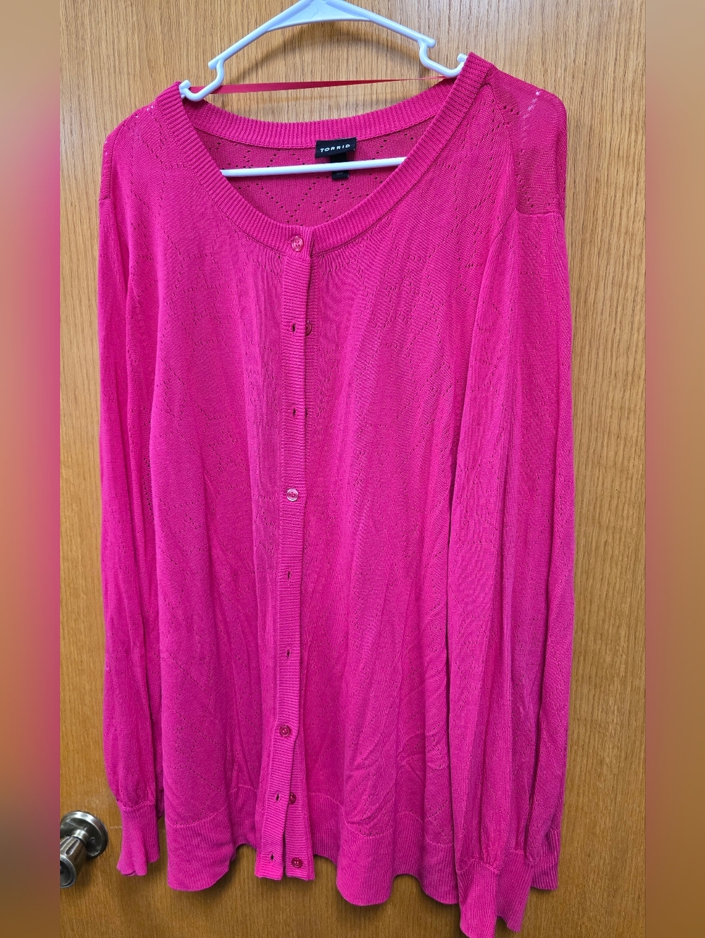 Torrid Bright Hot Pink Button-Front Lightweight Cardigan